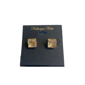 Katheryn Kent Gold tone yellow square crystal earrings